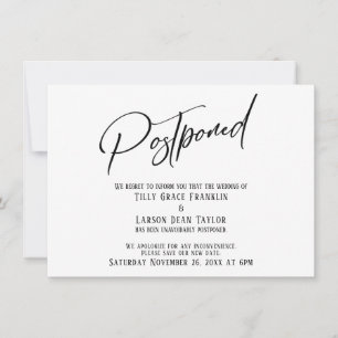 Elegant Handwriting Postponed Wedding Simple Card