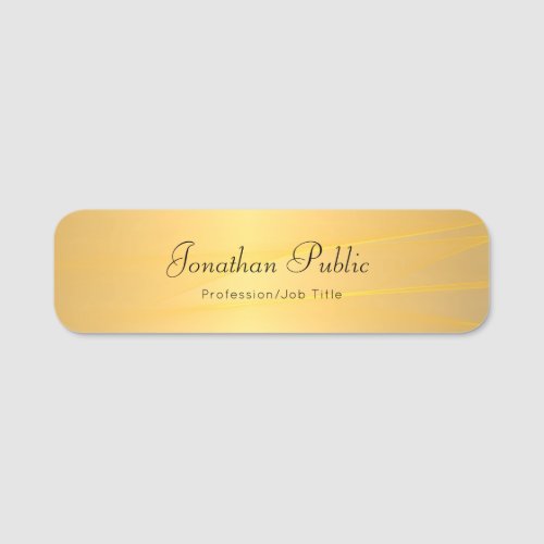 Elegant Handwriting Script Glamour Gold Template Name Tag