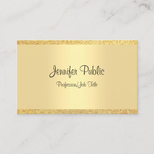 Elegant Handwriting Script Gold Glitter Template Business Card