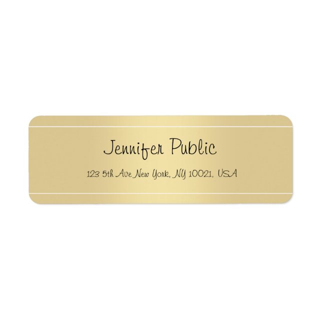 Elegant Handwriting Script Gold Template Modern Label (Front)