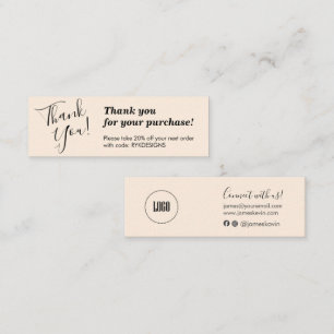 Elegant handwriting script  thank you blush card