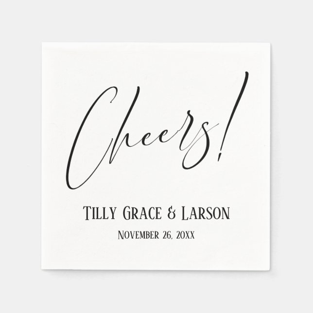 Elegant Handwriting Script Typography Cheers! Napkins (Front)