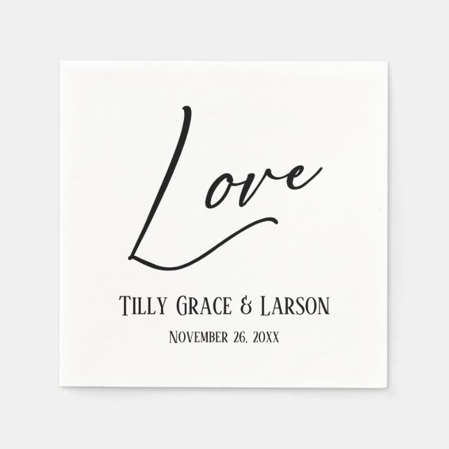 Elegant Handwriting Script Typography Love Napkins (Front)