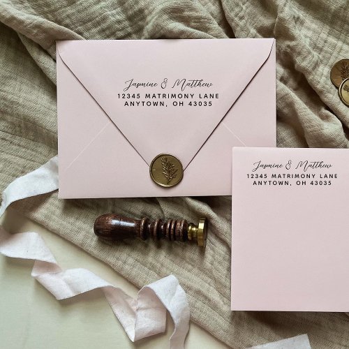 Elegant Handwriting Script Wedding Return Address Self_inking Stamp