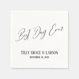 Elegant Handwriting Simple Best Day Ever Napkins