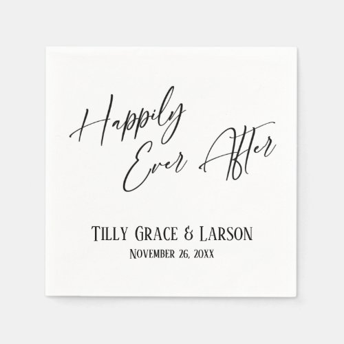 Elegant Handwriting Simple Happily Ever After Napkins