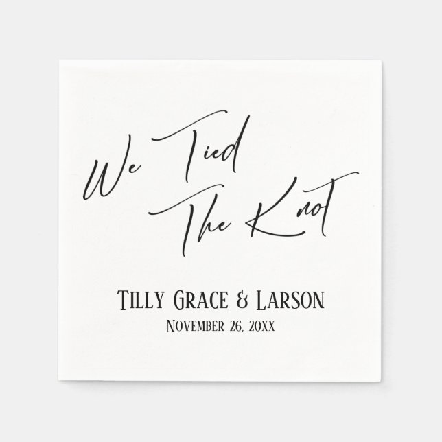 Elegant Handwriting Simple We Tied the Knot Napkins (Front)