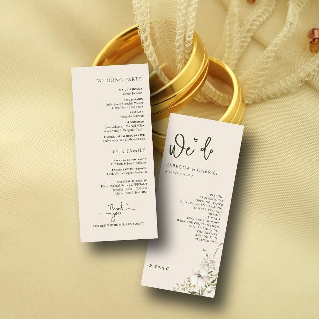 Elegant Handwriting Watercolor Floral Wedding Program (Creator Uploaded)