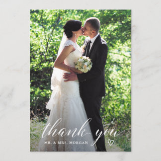 Elegant Handwriting Wedding Photo Thank You