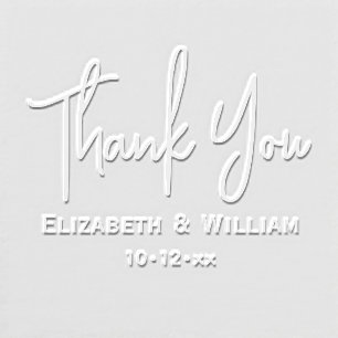 Elegant Handwriting Wedding Typography Thank You Embosser