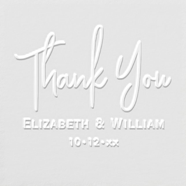 Elegant Handwriting Wedding Typography Thank You Embosser (Design)
