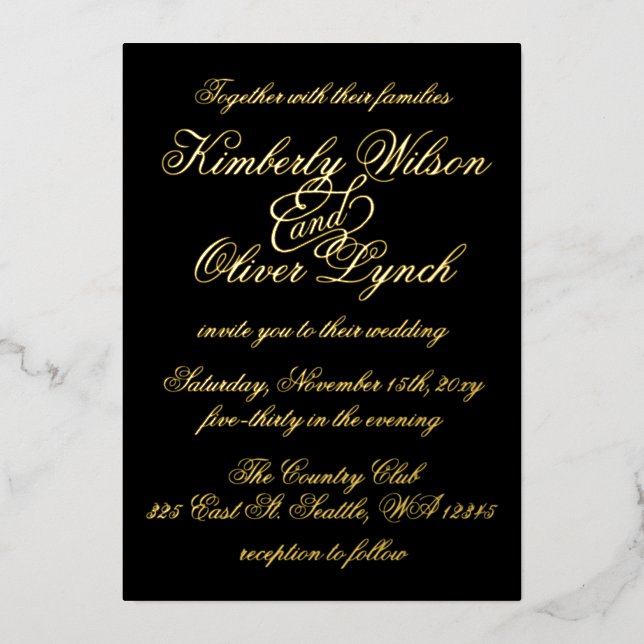 Elegant Handwritten Calligraphy Luxe Wedding  Foil Foil Invitation (Front)