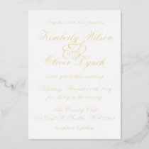 Elegant Handwritten Calligraphy Luxe Wedding  Foil Invitation