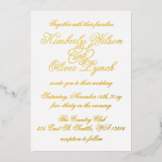 Elegant Handwritten Calligraphy Luxe Wedding Foil Invitation