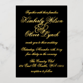 Elegant Handwritten Calligraphy Luxe Wedding  Foil Invitation