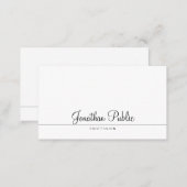 Elegant Handwritten Design Trendy Minimalist Plain Business Card (Front/Back)