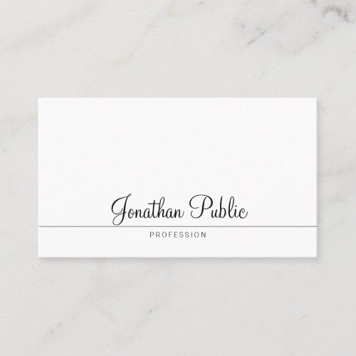 Elegant Handwritten Design Trendy Minimalist Plain Business Card