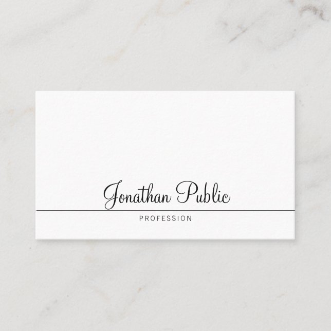Elegant Handwritten Design Trendy Minimalist Plain Business Card (Front)
