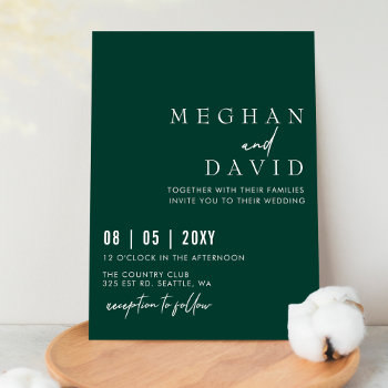 Elegant Handwritten Emerald Green Wedding Invitation by blessedwedding at Zazzle