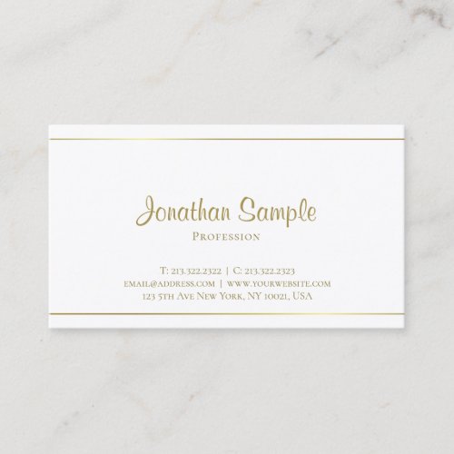 Elegant Handwritten Gold Script Glamour Luxury Business Card