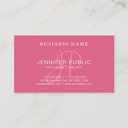 Elegant Handwritten Monogram Blush Pink Plain Business Card