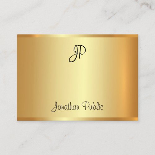 Elegant Handwritten Monogram Script Gold Modern Business Card