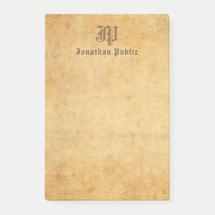 Elegant Handwritten Monogram Vintage Template Post-it Notes