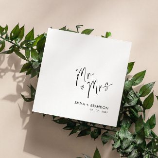 Elegant Handwritten Mr and Mrs Wedding Napkins