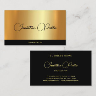 Elegant Handwritten Name Black & Gold Template Business Card
