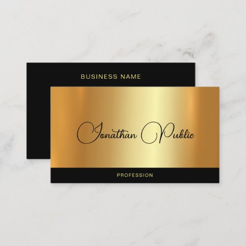 Elegant Handwritten Name Black  Gold Template Business Card