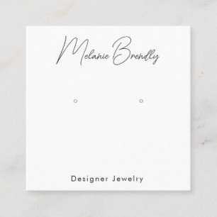 Elegant Handwritten Name Jewelry Earring Display  Square Business Card