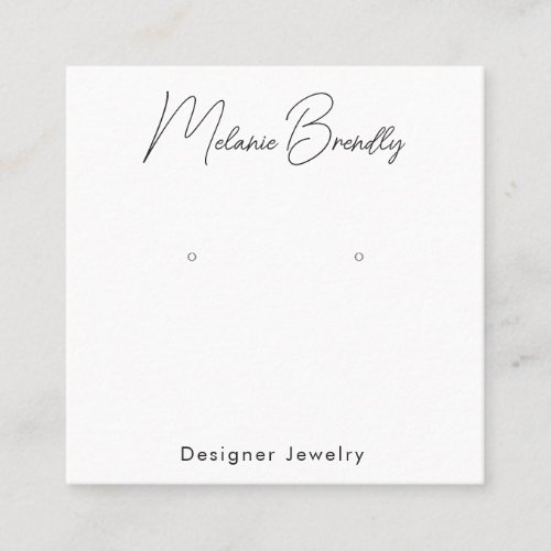 Elegant Handwritten Name Jewelry Earring Display  Square Business Card