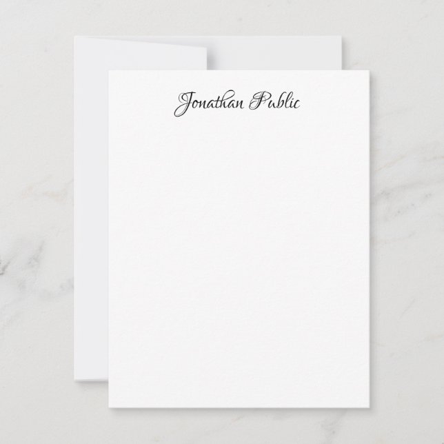 Elegant Handwritten Name Personalized Vertical Note Card (Front)