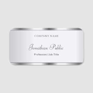 Elegant Handwritten Name Script Silver Template Name Tag