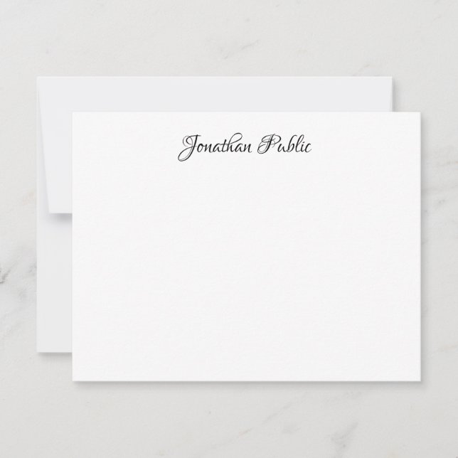 Elegant Handwritten Name Text Personalized Flat Note Card (Front)