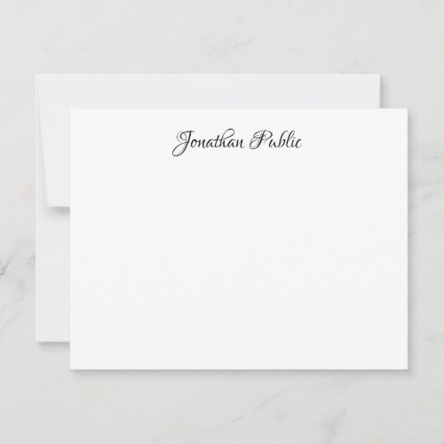 Elegant Handwritten Name Text Personalized Flat Note Card