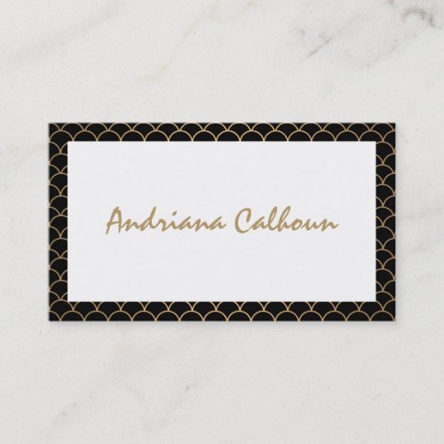 Elegant Handwritten Name with Art Deco Pattern Business Card