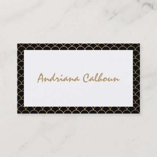 Customizable Elegant Handwritten Name with Art Deco Pattern Business Card