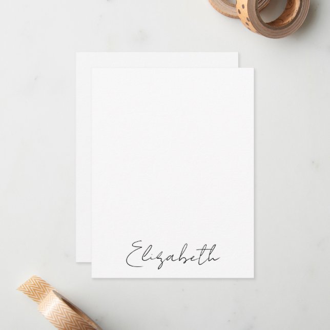 Elegant Handwritten Personalized Script Name Note Card (Front/Back In Situ)