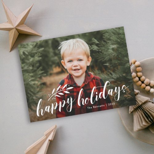 Elegant Handwritten Photo Christmas Holiday Card