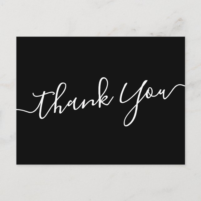 Elegant handwritten script black thank you postcard (Front)