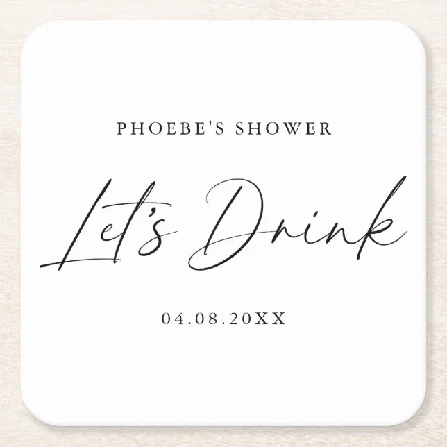 Elegant Handwritten Script Bridal Shower Coaster | Zazzle