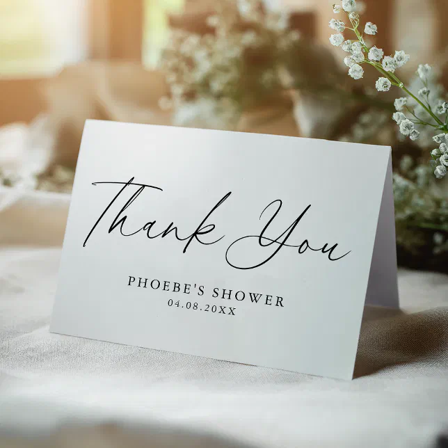 Elegant Handwritten Script Bridal Shower Folded Thank You Card | Zazzle