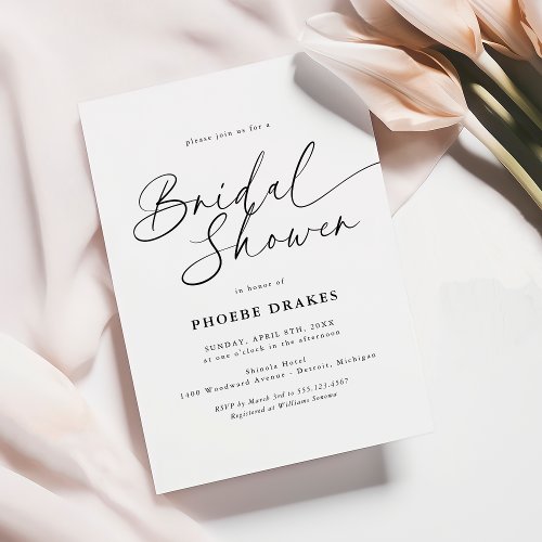Elegant Handwritten Script Bridal Shower Invitation