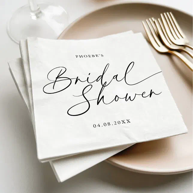 Elegant Handwritten Script Bridal Shower Napkins | Zazzle