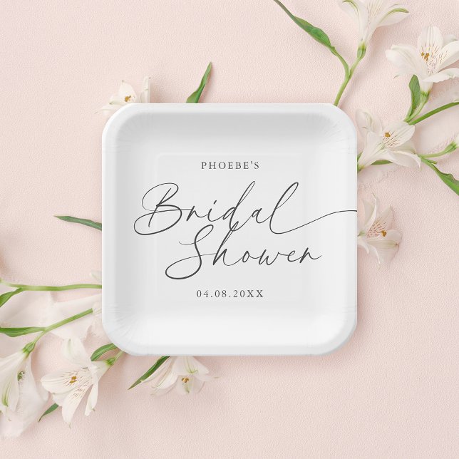 Elegant Handwritten Script Bridal Shower Paper Plates (Creator Uploaded)
