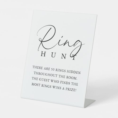 Elegant Handwritten Script Bridal Shower Ring Hunt Pedestal Sign