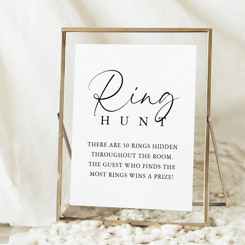 Elegant Handwritten Script Bridal Shower Ring Hunt Poster