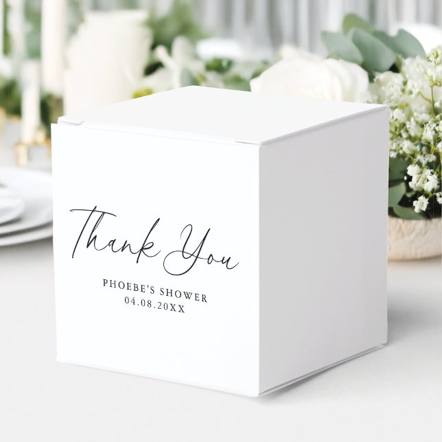 Elegant Handwritten Script Bridal Shower Square Favor Boxes (Creator Uploaded)