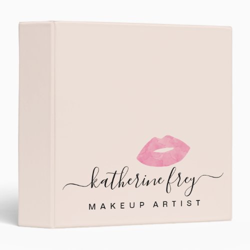 Elegant handwritten script calligraphy pink lips 3 ring binder